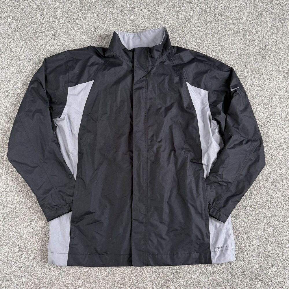 Nike Golf Storm-Fit Jacket Mens Black Lined Rain Gear Full Zip Size XL